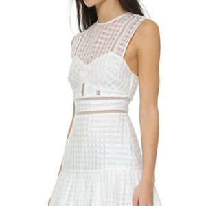 Self-Portrait Pleated Peplum Mini Dress White